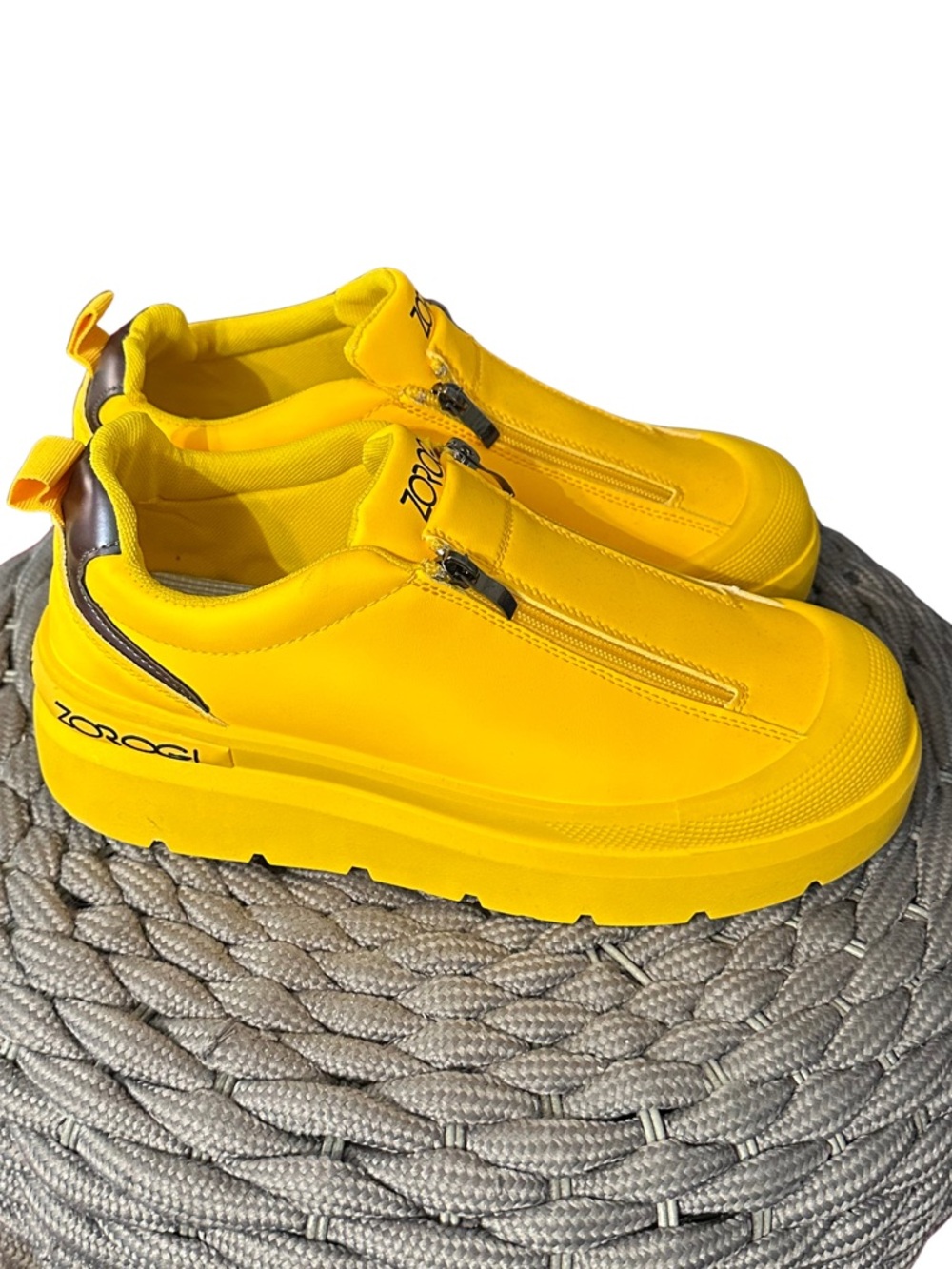 Zorogi Bright Yellow Platform Slip-On Waterproof Sneakers